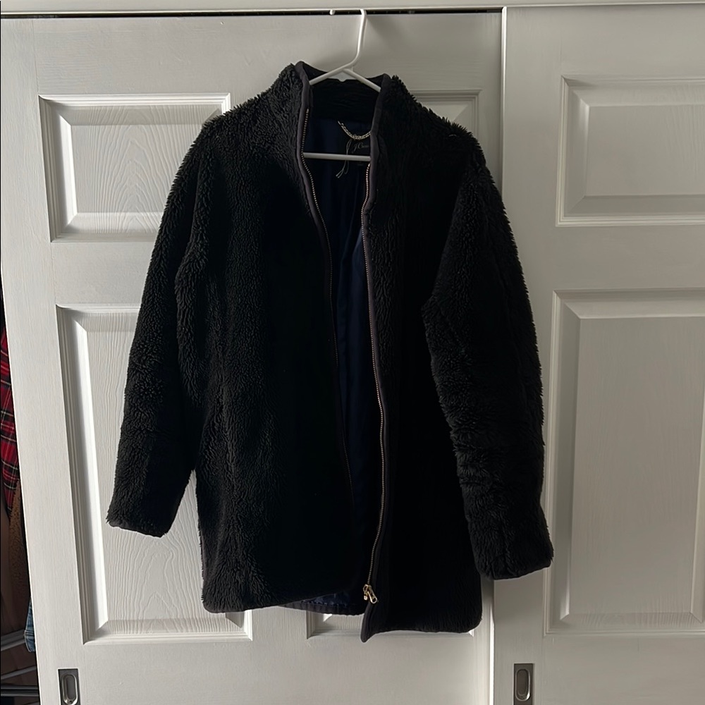 J. Crew Black Fuzzy Zip-Up Jacket